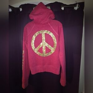 Rare Victoria's Secret Y2K Hot Pink Zip-Up Hoodie with Rhinestone Logo !